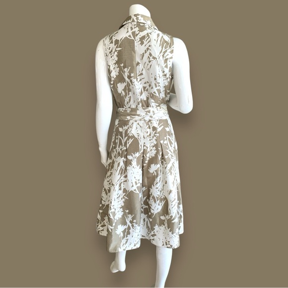 JESSICA HOWARD GUN METAL & WHITE FIT-FLARE SLEEVELESS FLORAL DRESS. WOMEN SZ 10 - Picture 2 of 9